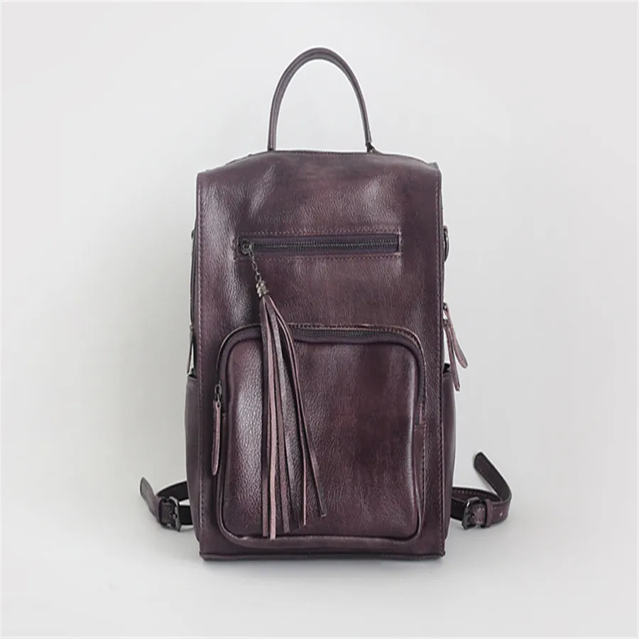 

Cowhide New Style Ladies Genuine Leather High Quality Retro Handmade Handbags Multi-functional Practical Personality Backpack