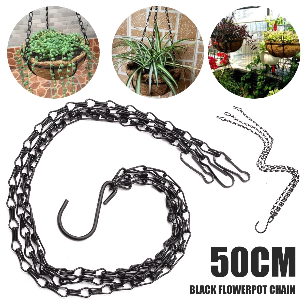 黒花の植木鉢バスケットホルダーぶら下げチェーンと S 字フックガーデンツール Pot Plant Holder Hanging Basket Chainsflower Pot Chain Aliexpress