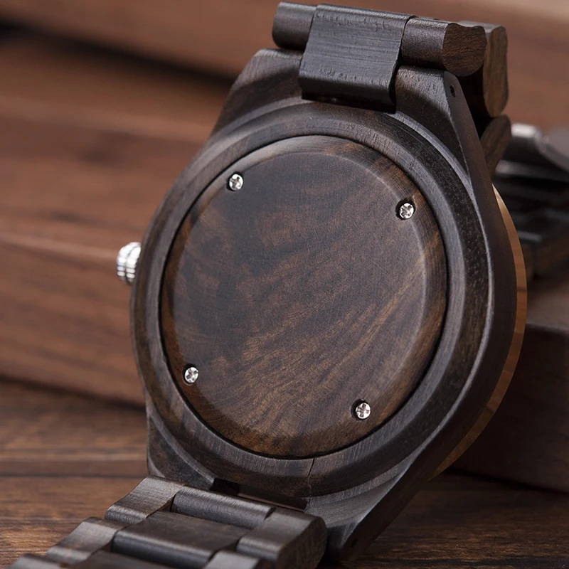 BOBO BIRD Stylish Wood Timepiece Men Quartz Watch Golden Dial mannenmode