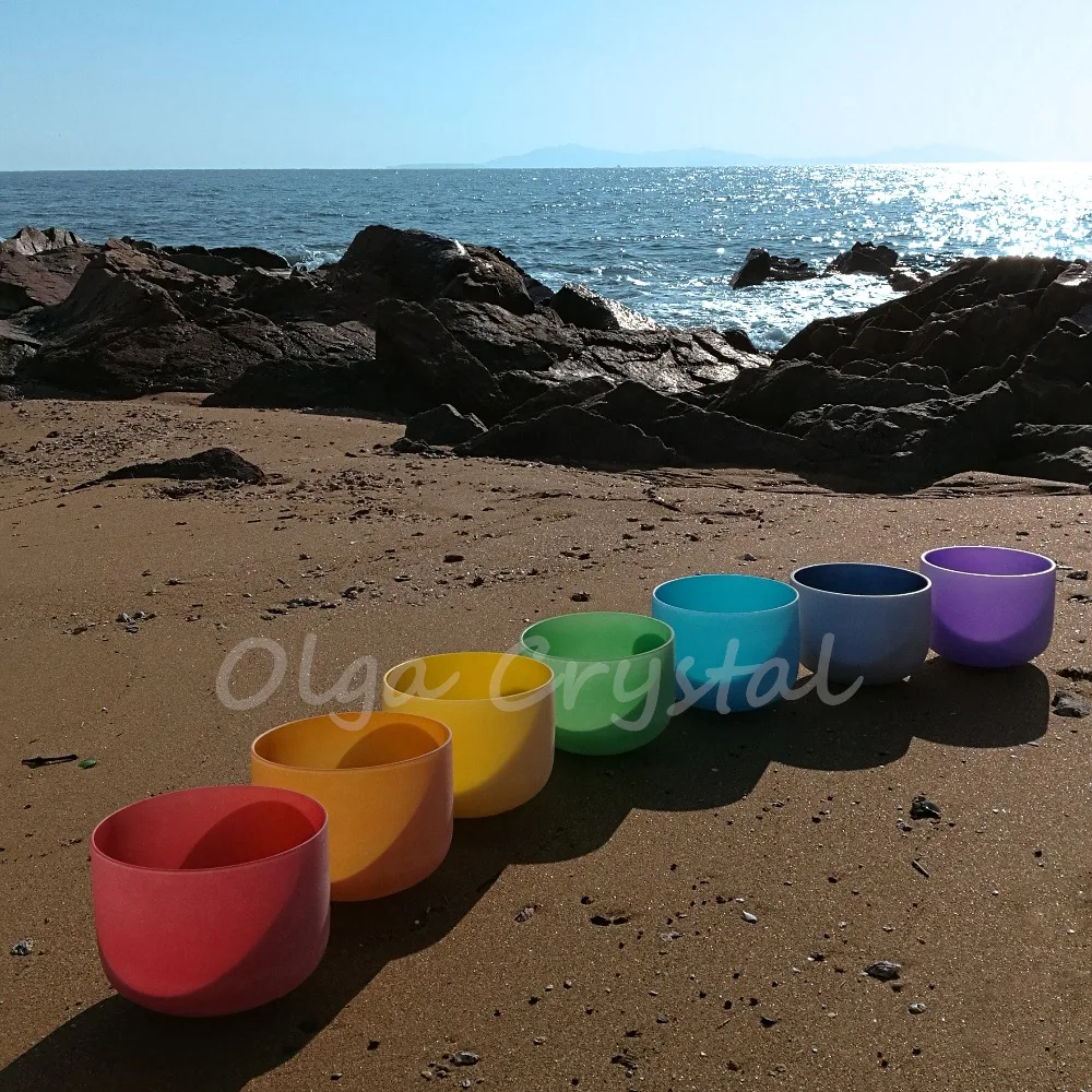 

6-12 Inch 7 Pcs Color Chakra Quartz Crystal Singing Bowl CDEFGAB Set