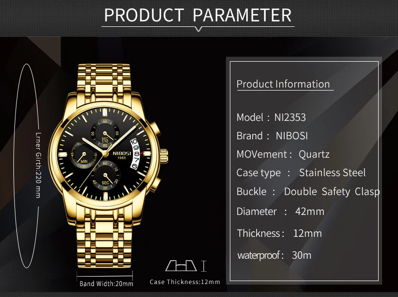 Relogio Masculino NIBOSI Mens Watches Top Brand Luxury Dress Famous Brand Watch Men Waterproof Calendar Luminous Erkek Kol Saati (2)