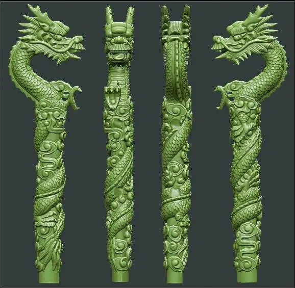 3D модель рельеф для ЧПУ в формате STL Dragon crutch|3d model relief|3d relief modelfor cnc |