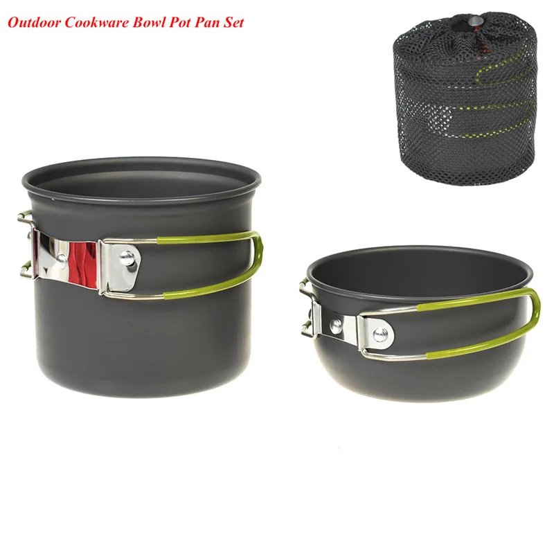 

2Pcs/Set Ultralight Outdoor Camping Cookware Portable Utensils Non-Stick Hiking Picnic Cookware Bowl Pot Pan Set Drop Shipping
