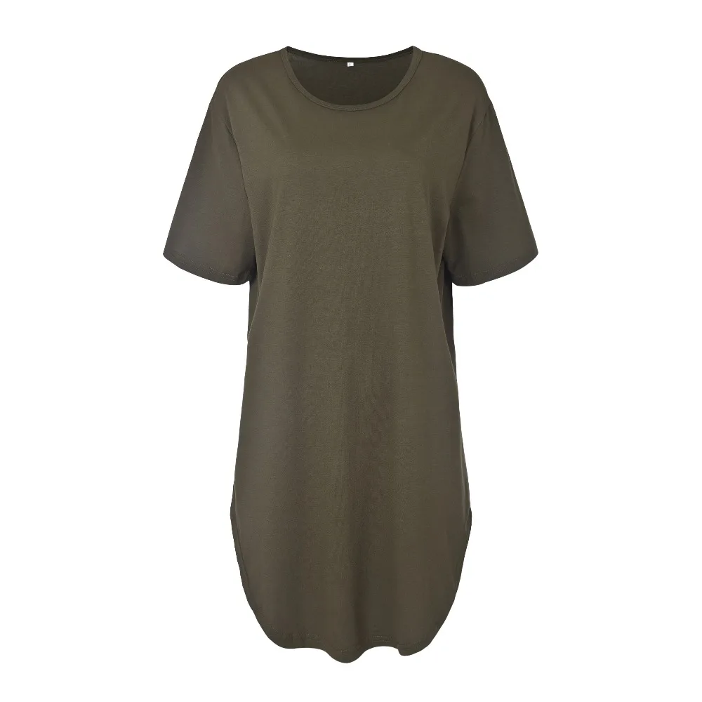 

Women's Plus Size Summer Sexy Side Slit Casual Cotton T Shirt O-Neck Solid Short Sleeve Ladies T shirt 2019 Fashion Tops women
