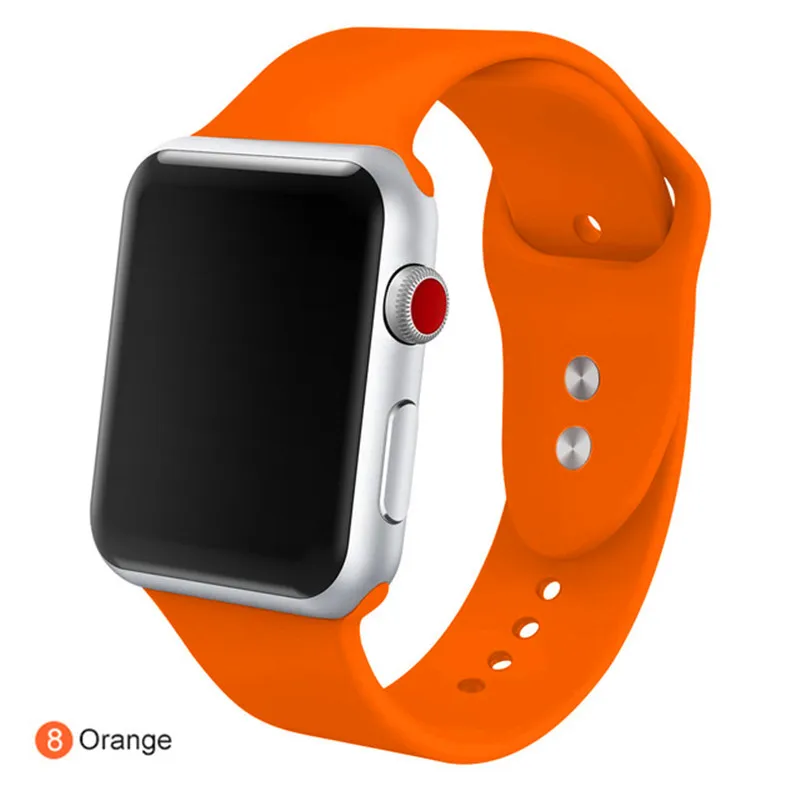 Мягкий силиконовый сменный ремешок для Apple Watch band 4, 5, 44 мм, 40 мм, браслет для iWatch series 3/2/1, 42/38 мм, аксессуар - Цвет ремешка: orange