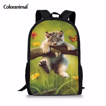 

Coloranimal Cat Print Children School Backpack 3D Panda Fox Animal Women&Wen Portable Laptop Bookbags Boys Girls Daily Schoolbag