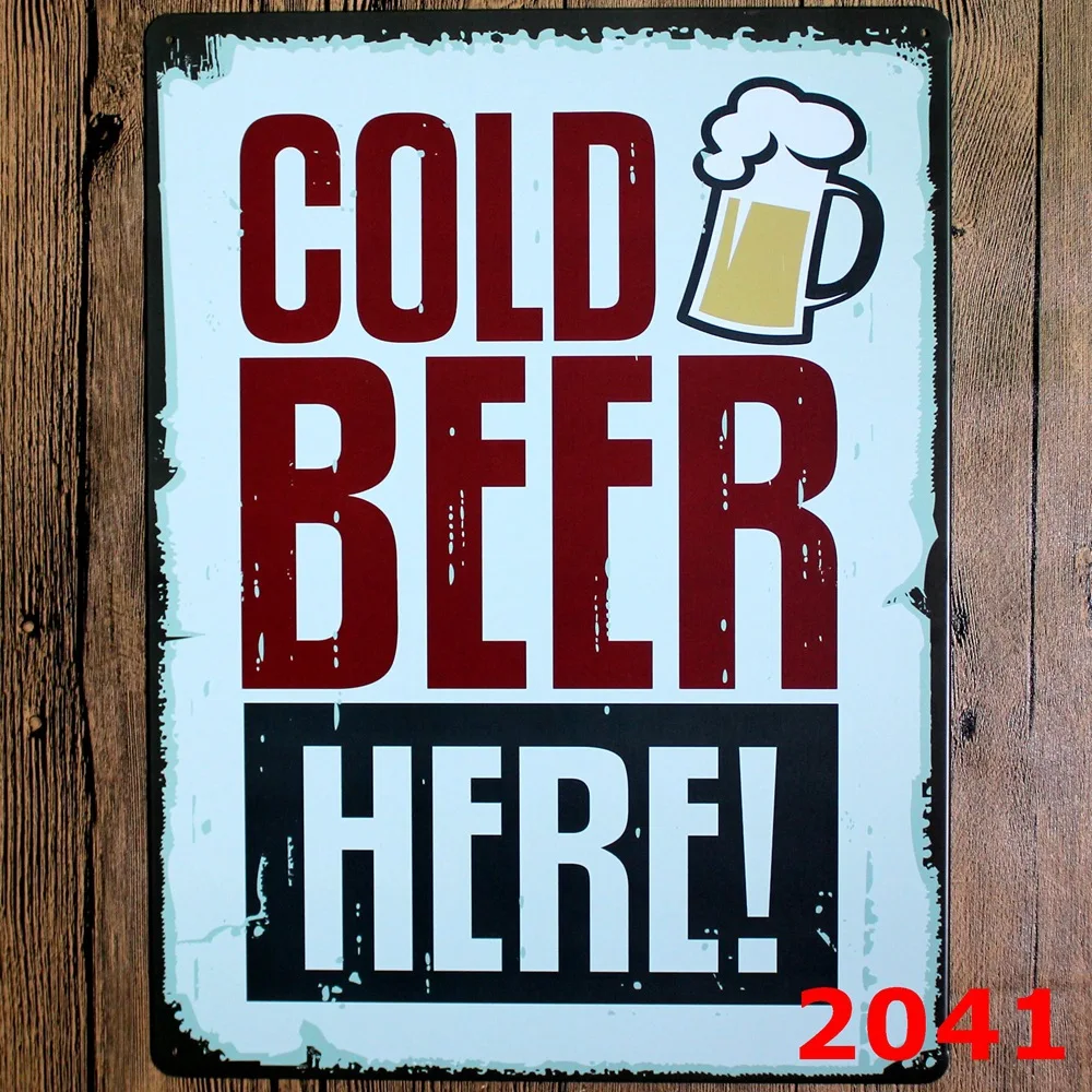 30X40CM Vintage Cold Beer Tin Sign for Wall Decor Metal Sign Vintage