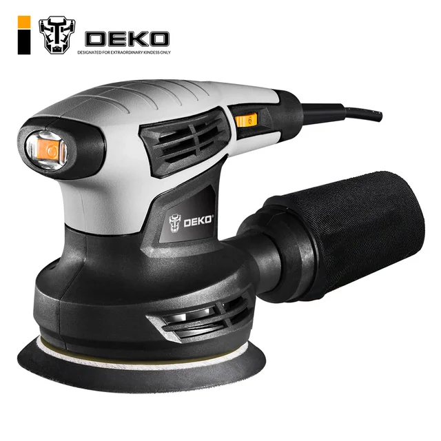 DEKO QD6206R 280 Вт Эксцентриковая шлифовальная машина с 15 листов наждачная бумага пыли выхлопных газов и гибридный пыли угги