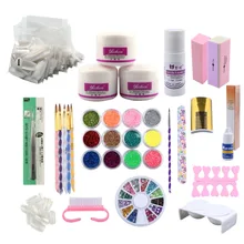 Набор для акриловых ногтей акриловая кисть для пудры набор с мерцающей пудрой набор для наращивания ногтей французские наконечники Стразы инструменты для маникюра