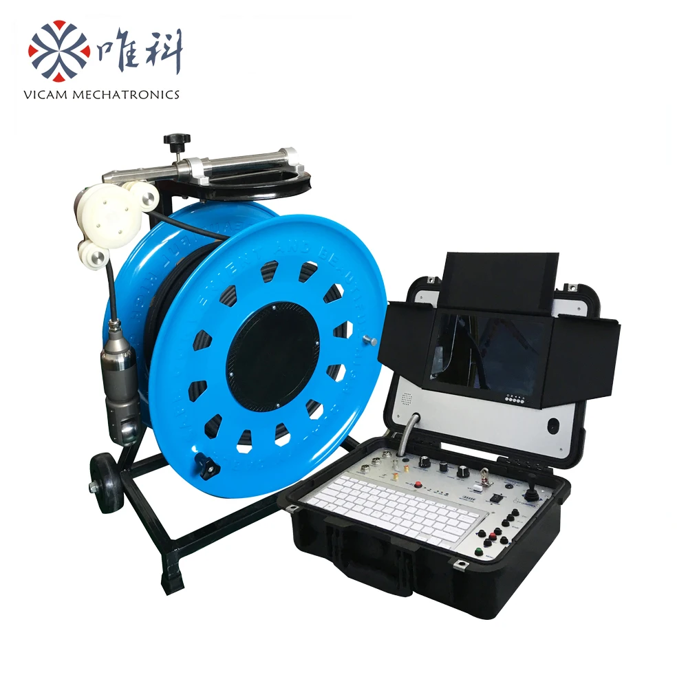 

V10-3288PTN-2 200mts cable industrial waterproof borehole video inspection camera with depth counter and 10inch display