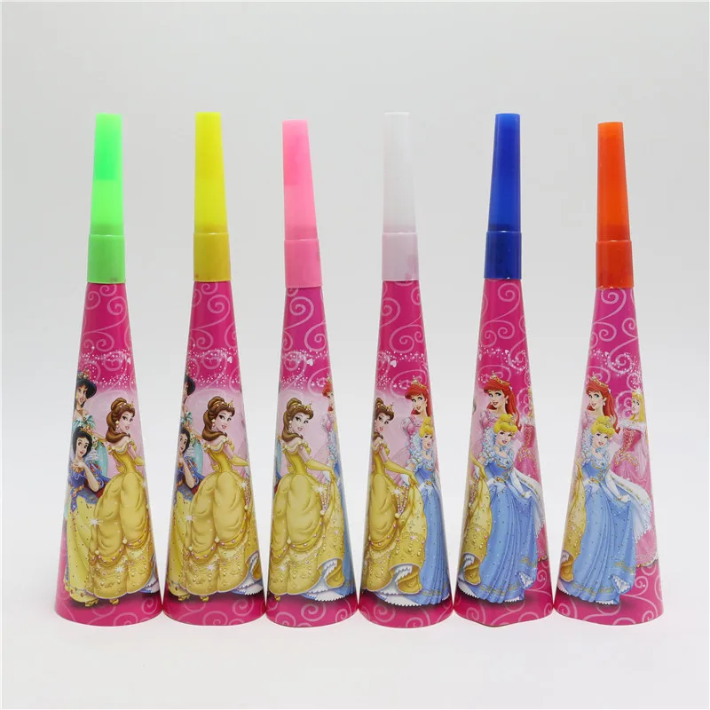 

6pcs/lot Princess Cartoon Theme 1st Birthday Decoration Party Horn Favors Supplies Whistle Blowouts for Kids Girls New Trumpet