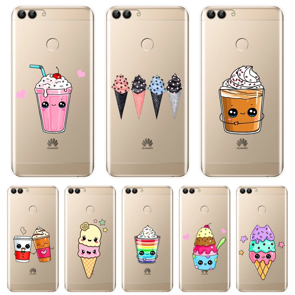 Силиконовый чехол для телефона Huawei P20 Lite Pro P9 P10 Plus P Smart Ice Cream Drink Soft Back Cover For P8 Mini