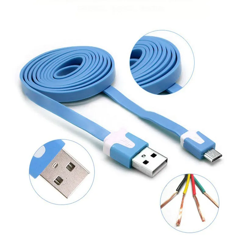  1M 2M 3M Noodle Flat Data Charger V8 Micro USB charging Cable For Samsung xiaomi redmi note 2 3 pro mi4 Huawei phone accessories 