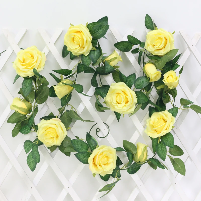JAROWN Artificial 2m Multi Flower High Quality Rose Vine Fake Flower European Rose Home Wall Hanging Rattan Wedding Decor Flores (39)