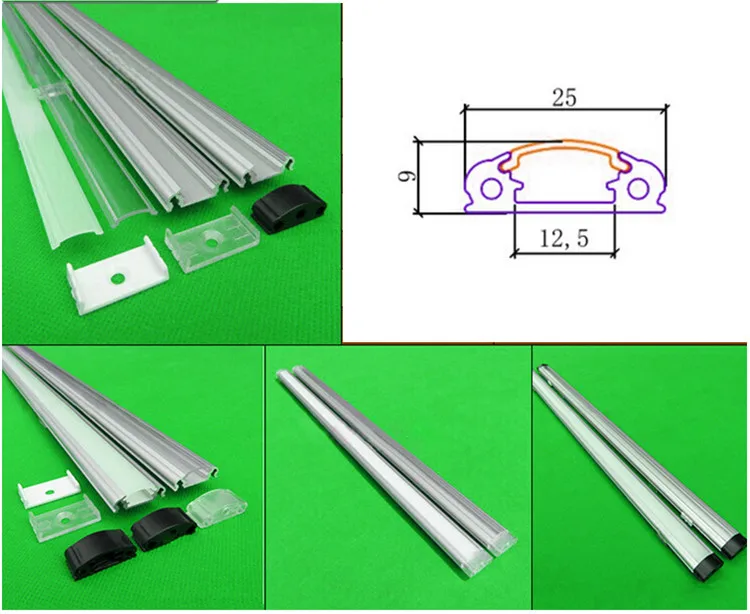 М 10x1 м алюминиевый профиль светодио дный для светодиодной ленты, молочный/Прозрачный чехол для мм 12 мм 5630 pcb с светодио дный фитингами, светодиодный бар световой Канал с запасными частями
