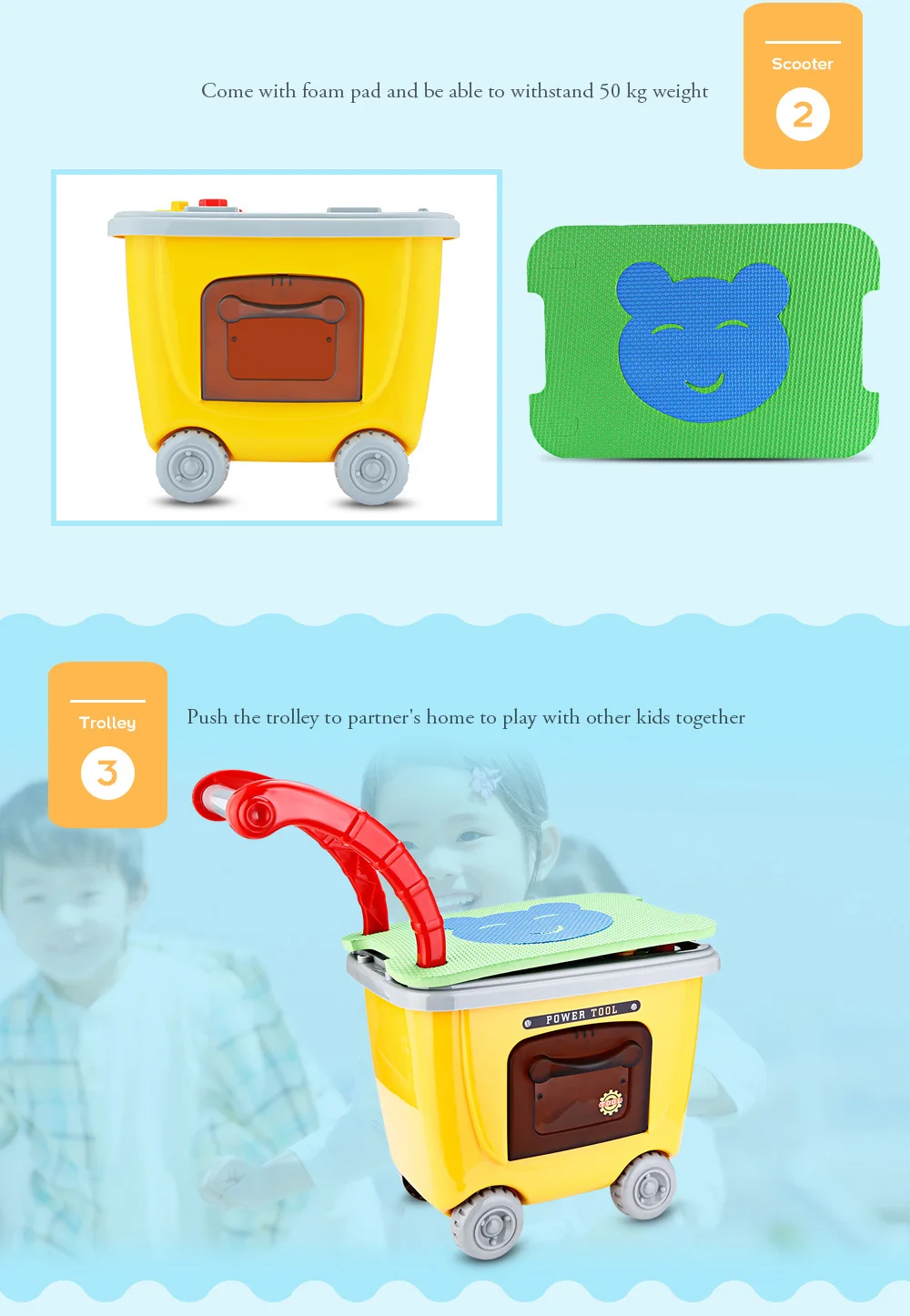 	Ranxian RX1900-9 27pcs Kids Trolley Toys Children Simulation Repair Tools Educational Pretend Play Bauble