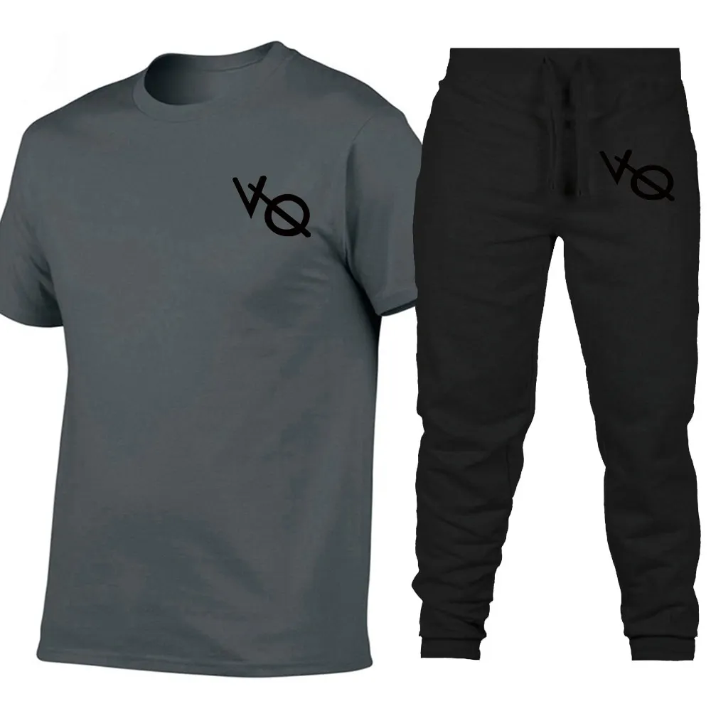 

Brand 2019 Spring Summer Men T-shirt Fashion Sportswear VQ T Shirt +Joggers Sets Clothes Track Tracksuits Male Plus Size Men Set