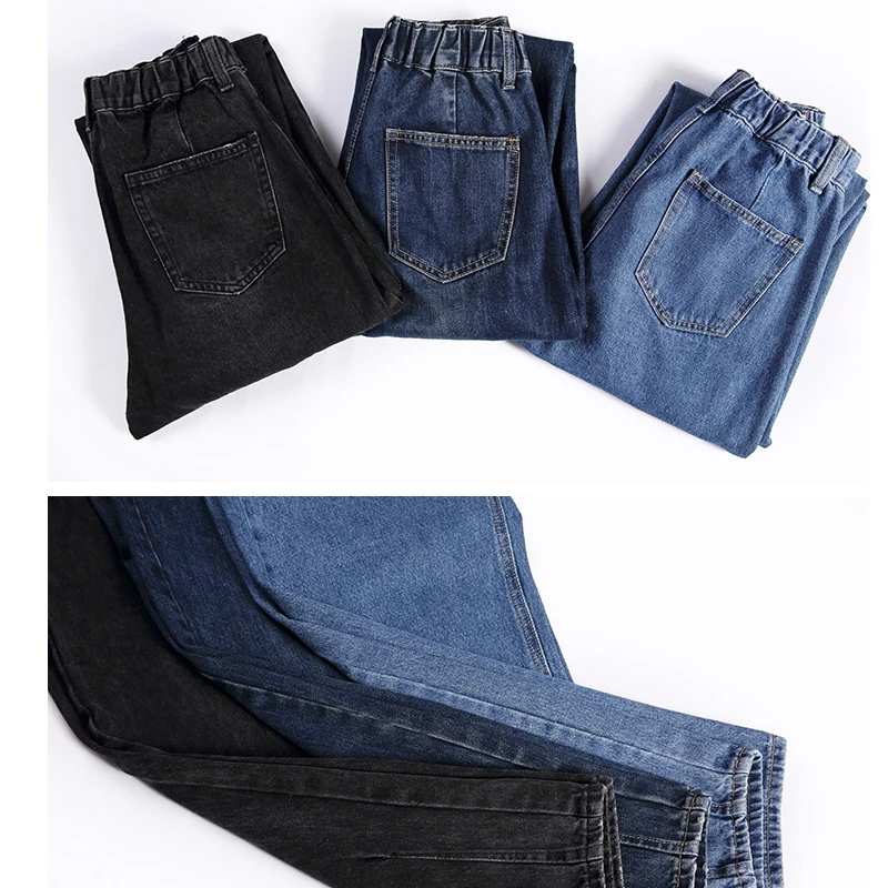 Винтажные свободные джинсы размера плюс с высокой талией, джинсы для женщин в стиле бойфренд, прямые джинсы для мам с высокой посадкой, эластичные джинсовые штаны для женщин