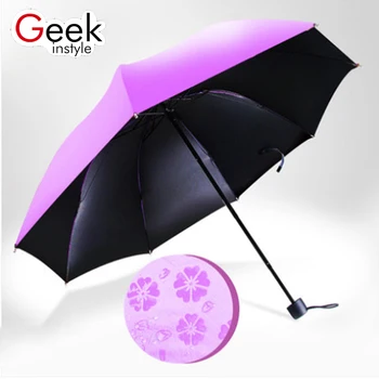 

Geekinstyle 3 FoldingNew Lady Princess Magic Flowers Dome Parasol Sun/Rain Folding Umbrella prain women transparent umbrella