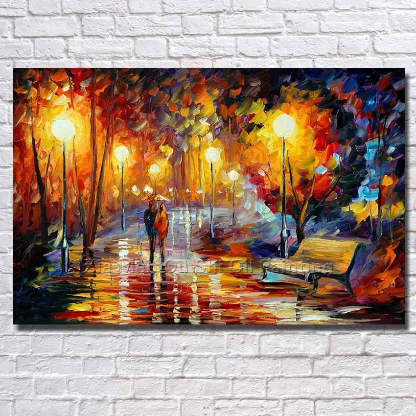 

Hand-painted Modern Wall Decor Oil Painting On Canvas Abstract Painting Modern Lover In Street For Living Room Decor No Framed