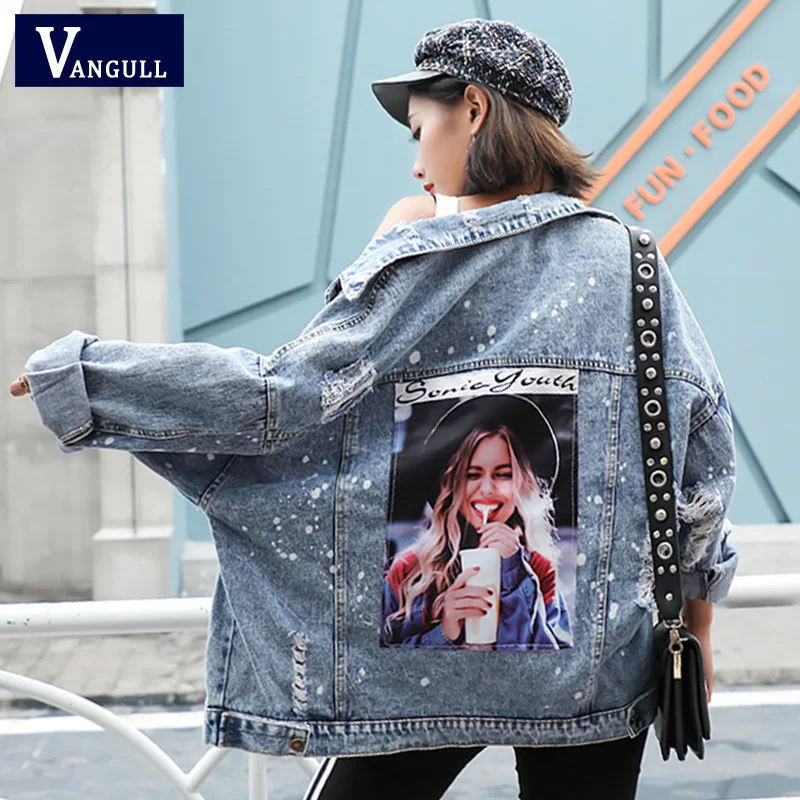 Vangull كاذبة اثنين من قطعة مقنعين الدنيم سترة النساء 2019 الربيع زين الجينز أبلى الإناث واحدة الصدر المتوترة الجينز المعاطف