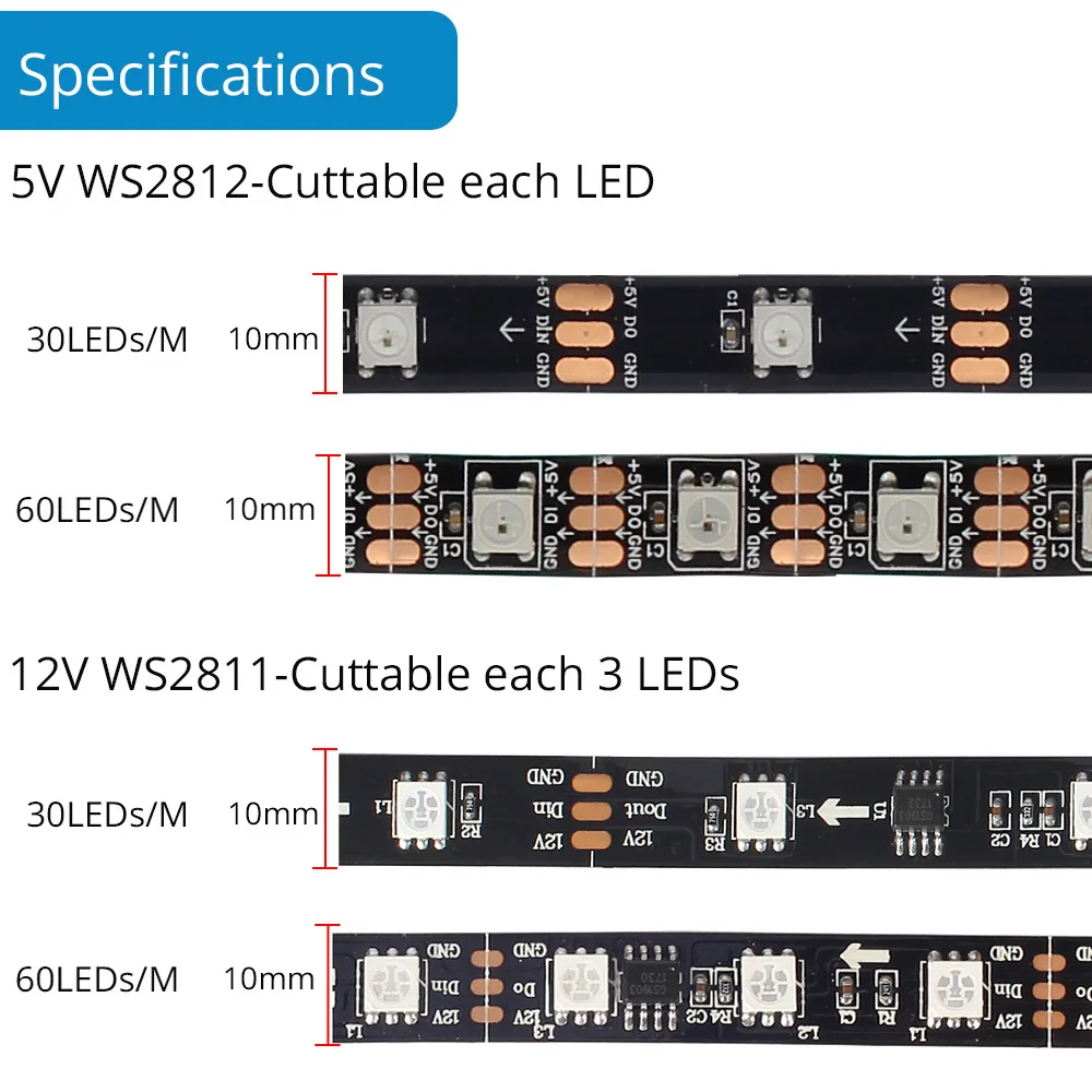 Адресуемая RGB WS2812B Светодиодная лента чехол для компьютера украшение ws2812 ws2811 RGB Светодиодная лента SATA интерфейс питания Пиксельная полоса