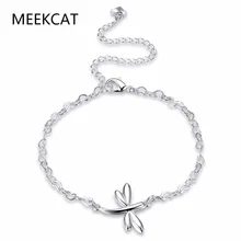 MEEKCAT модные ювелирные изделия 925 тисненый Посеребренная Стрекоза ножные браслеты модные женские ножной браслет и ножная цепочка хорошего качества