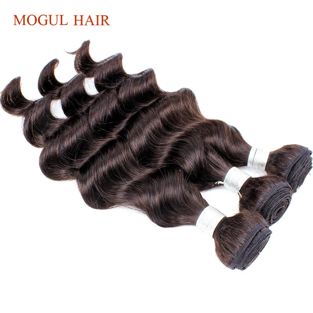 MOGUL HAIR Dark Brown Color 2 Brazilian Loose Deep Wave Hair 2/3 Bundles With Closure 12-24 inch Remy Human Hair Weave MOGUL HAIR Dark Brown Color 2 Brazilian Loose Deep Wave Hair 2/3 Bundles With Closure 12-24 inch Remy Human Hair Weave