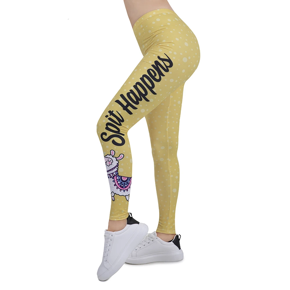 

2019 New Design Women Legging Funny Alpaca Printing Leggins Slim High Elasticity Legins Fitness Leggings Female Pants