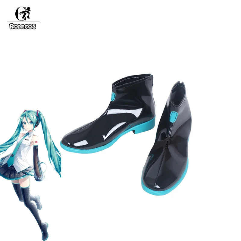 ROLECOS Vocaloid/Обувь для костюмированной вечеринки; обувь для косплея Vocaloid Hatsune Miku; черные туфли на высоком каблуке для женщин; обувь для костюмированной вечеринки; обувь Miku Cusozmied