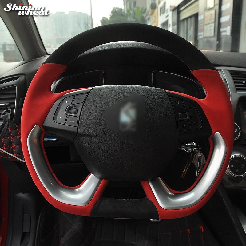 Us 49 0 Shining Wheat Red Black Suede Car Steering Wheel Cover For Citroen Ds5 Ds 5 Ds4s Ds 4s In Steering Covers From Automobiles Motorcycles On