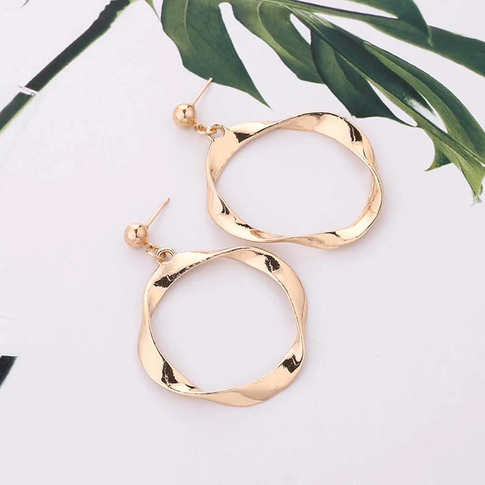 JIOFREE Simple and stylish geometric Clip on Earrings Without Piercing for Women Party Weddng Luxury Ear Clip - Окраска металла: Pierced