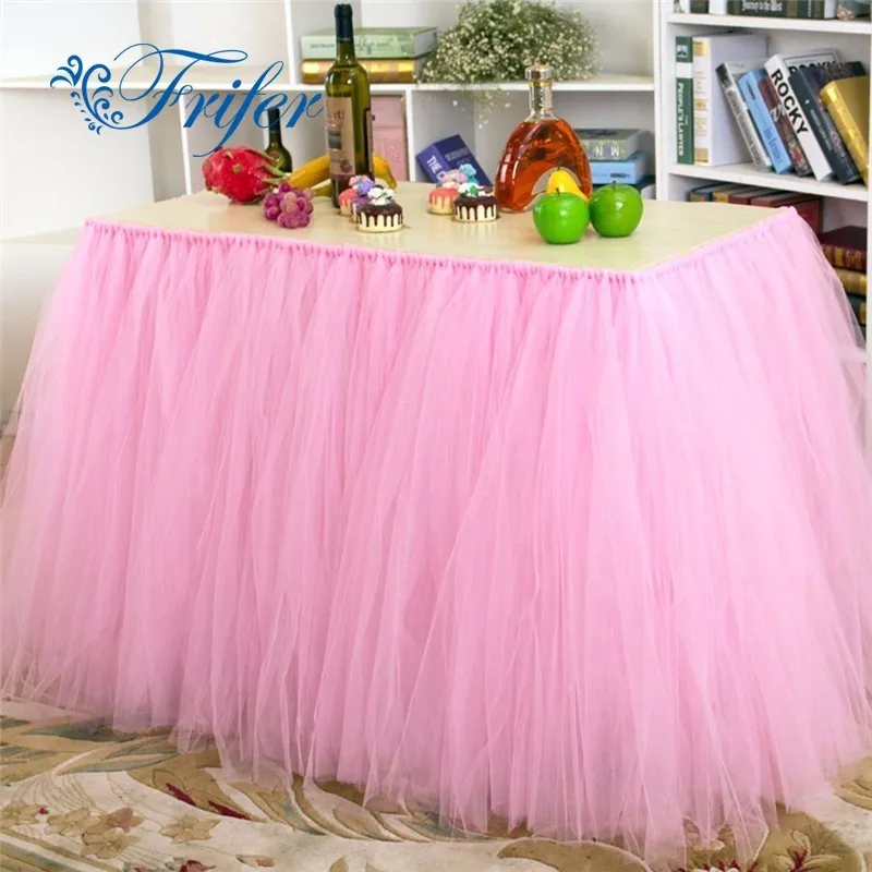 النايلون شبكة مفرش طاولة DIY جولة مستطيل أبيض وردي الراقية الزخرفية مفرش طاولة حزب ديكور الشاش الزفاف حزب الديكور