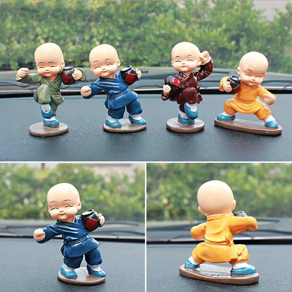 

Car Ornaments 4pcs/set Resin Drunken Master Four Little Monk Figurines Dolls Cute Drunken Kung Fu Monks Decoration Accessories