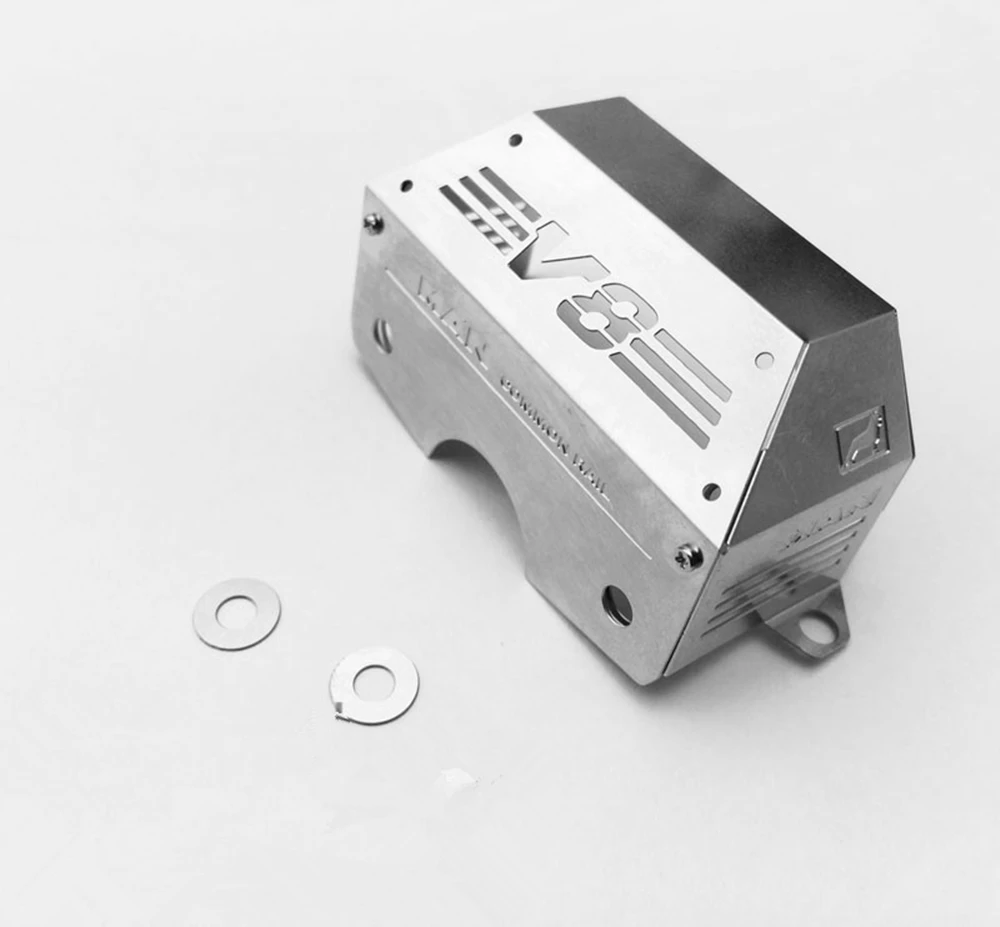 V8 logo decorative cover of hydraulic transmission box assembly for tamiya 1/14 scale actros MAN tractor trailer toy truck