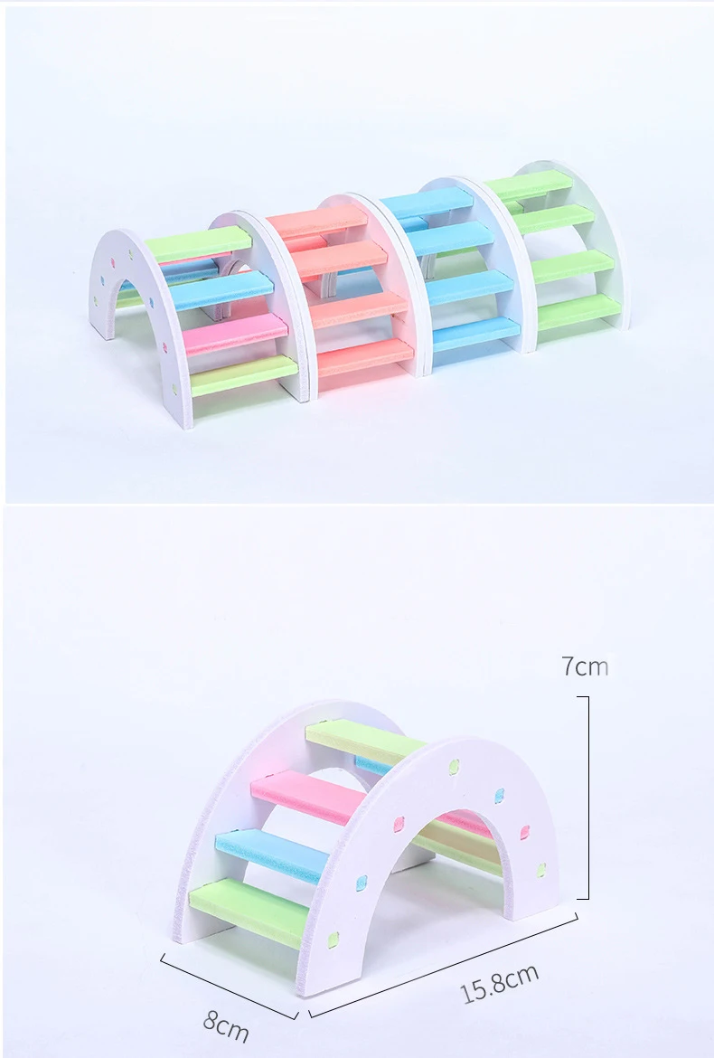 DIY Wooden Pet Toy 7th-order Rainbow Bridge For Hamster Pet Toy Waterproof Hamster House With Installation Accessory