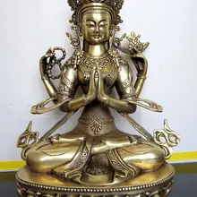 Гуаньинь Бодхисаттва, четыре руки Авалокитешвара, чистая медь статуя Будды, статуя, фигура, Тибетский буддизм