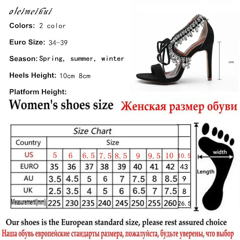 Роскошный со стразами Украшенные Бахромой Замшевые сандалии-гладиаторы женские туфли-лодочки на шпильке с завязками на лодыжке женские туфли на высоком каблуке