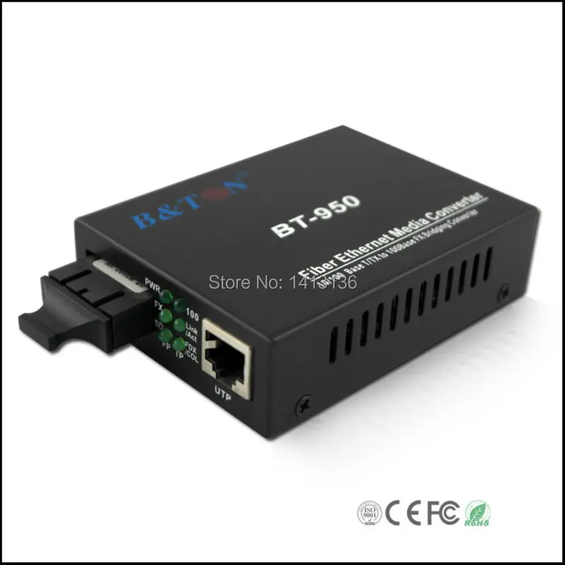 10/100/1000M 20km Singlemode Dual Fiber Fiber Optic to cat5 Converter