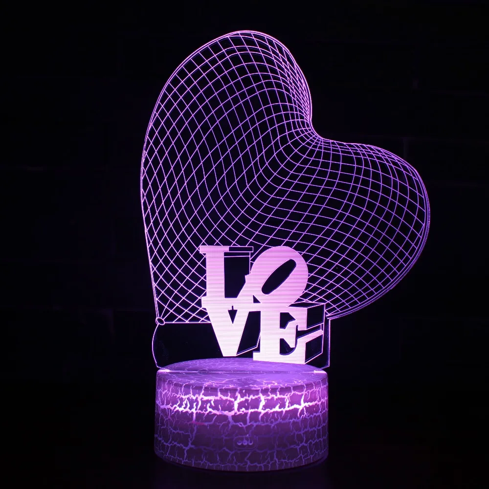

3D Visual LED USB Lamp LOVE Sweet Lover Heart Balloon Romantic Decorative Colorful Night Light Girlfriend Gift Mother's Day
