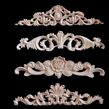 

10PCS Retro Floral Wood Carved Corner Applique Woodcarving Decal for Home Furniture Wall Door Frame Cabinet Decor Crafts