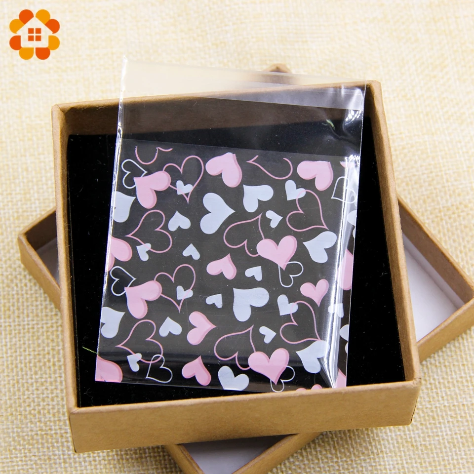 

100PCS 2Sizes Love Heart Candy &Cookie Plastic Bags Self-Adhesive For DIY Biscuits Snack Baking Package Decor Kids Gift Supplies