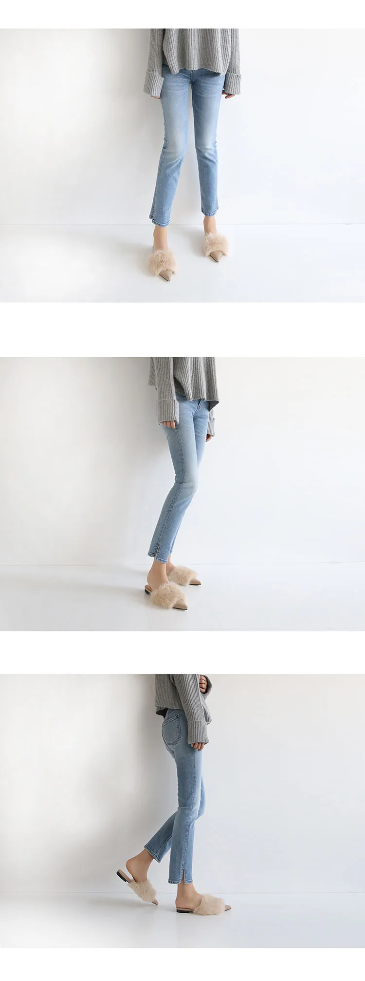 Новые корейские модные Флисовые Тапочки с острым носком на плоской подошве женская обувь на выход меховая обувь осень-зима