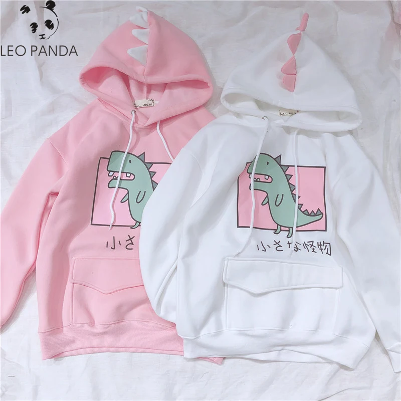 

2019 Autumn Hoodies Women fashion Sweet Cute Cartoon Print Hooded Cotton Thick Student girl Pullovers Sweatshirt Tops Clothes