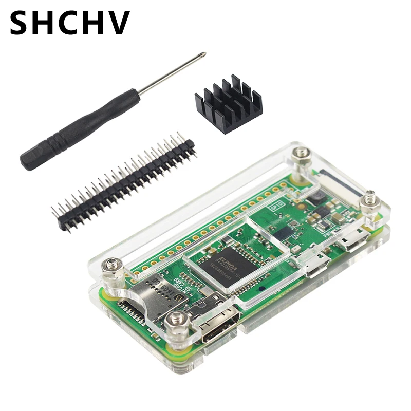 Для Raspberry Pi Zero kit акриловый чехол+ алюминиевый радиатор+ 40Pin GPIO Header+ отвертка для Raspberry Pi Zero W 1,3 Pi0