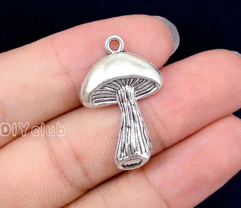 

50pcs-Antique Tibetan Silver Mushroom Charms Pendant 29x18mm