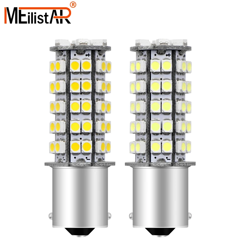 

1Pcs P21/5W 1156 68 Smd 1210 Car Parking Tail LED Lights 68smd 3528 Auto Reverse Backup Lamps BAY15D 68smd DC 12V White