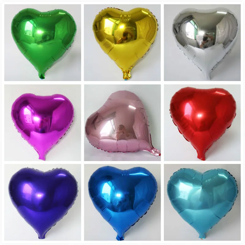 

Good 10pcs 18inch Colorful Heart shape Mylar Balloons Party Decoration Air Ballons Wedding birthday Foil globos Helium baloes