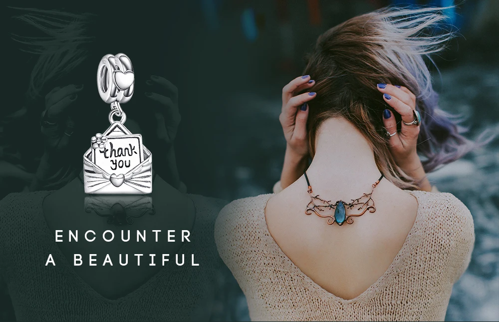JewelryPalace 925 пробы Серебряная роза конверт спасибо письмо Шарм Бусины Fit Браслеты