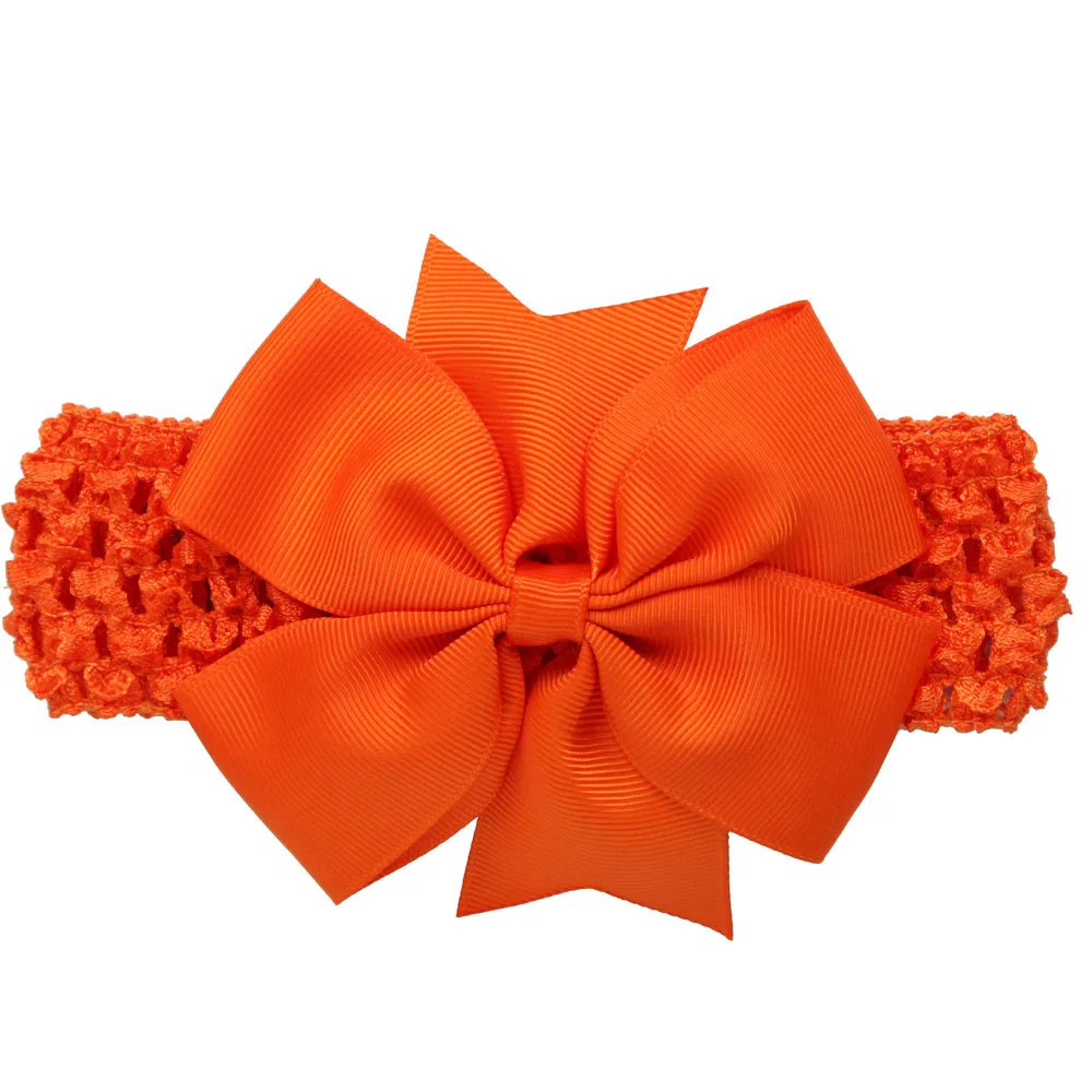 Волнистые повязки на голову для девочек с бантом, аксессуары для волос для девочек, детская лента для волос, аксессуары для волос для девочек, детская повязка на голову#25 - Цвет: Orange
